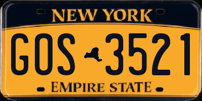 NY license plate GOS3521