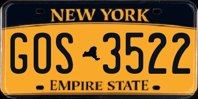 NY license plate GOS3522