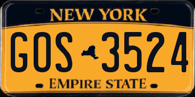 NY license plate GOS3524