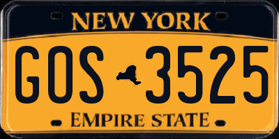 NY license plate GOS3525