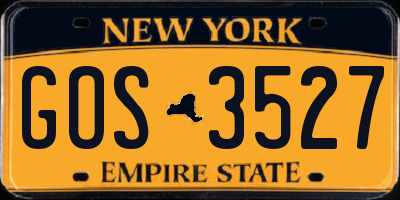 NY license plate GOS3527