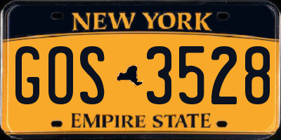 NY license plate GOS3528