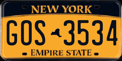 NY license plate GOS3534