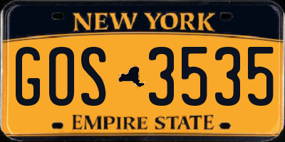 NY license plate GOS3535
