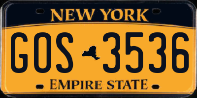 NY license plate GOS3536
