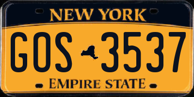 NY license plate GOS3537