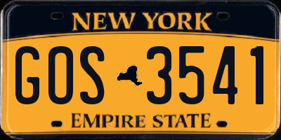 NY license plate GOS3541