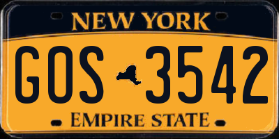 NY license plate GOS3542