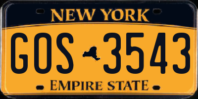 NY license plate GOS3543