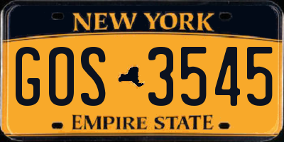 NY license plate GOS3545