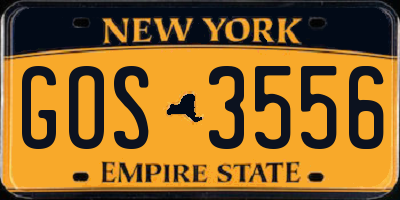 NY license plate GOS3556