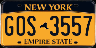 NY license plate GOS3557