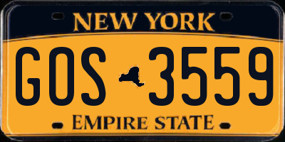 NY license plate GOS3559