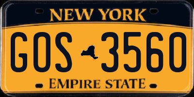 NY license plate GOS3560