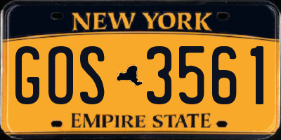 NY license plate GOS3561