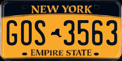 NY license plate GOS3563