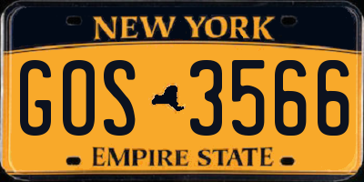 NY license plate GOS3566