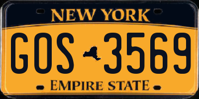 NY license plate GOS3569