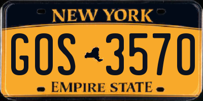 NY license plate GOS3570