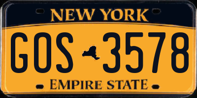 NY license plate GOS3578