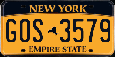 NY license plate GOS3579