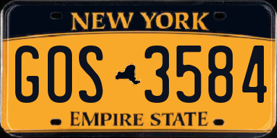 NY license plate GOS3584