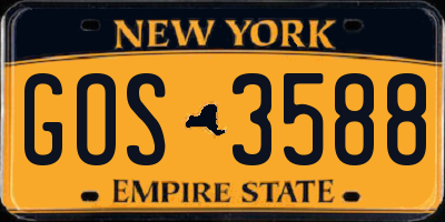 NY license plate GOS3588