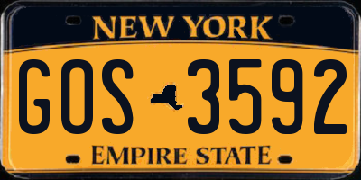NY license plate GOS3592