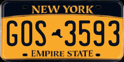 NY license plate GOS3593