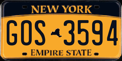 NY license plate GOS3594