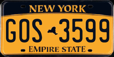 NY license plate GOS3599