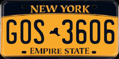 NY license plate GOS3606