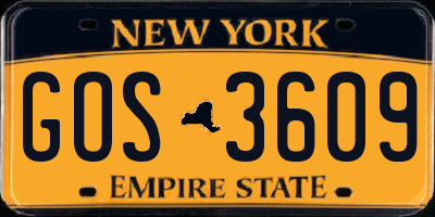NY license plate GOS3609