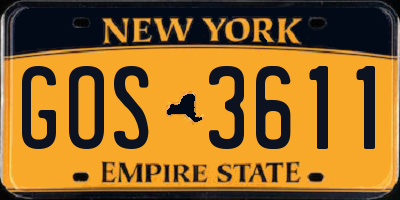 NY license plate GOS3611