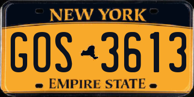 NY license plate GOS3613