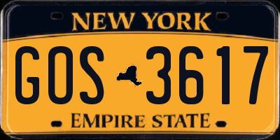 NY license plate GOS3617