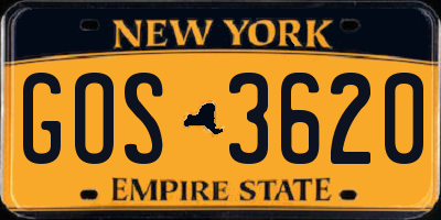 NY license plate GOS3620