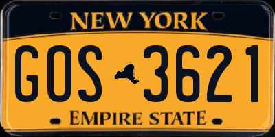 NY license plate GOS3621
