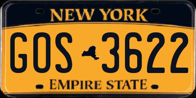 NY license plate GOS3622