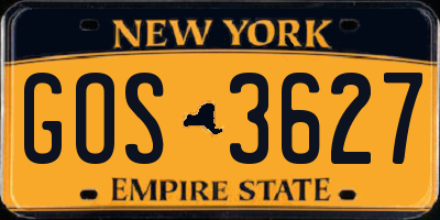NY license plate GOS3627