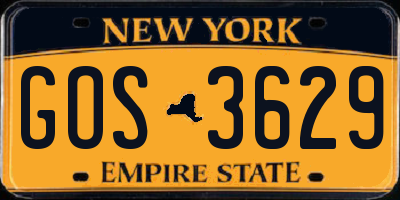 NY license plate GOS3629