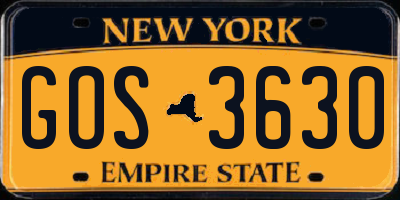 NY license plate GOS3630