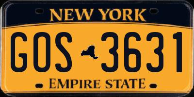 NY license plate GOS3631
