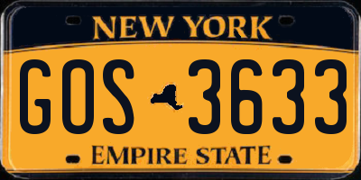 NY license plate GOS3633