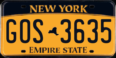 NY license plate GOS3635