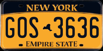 NY license plate GOS3636