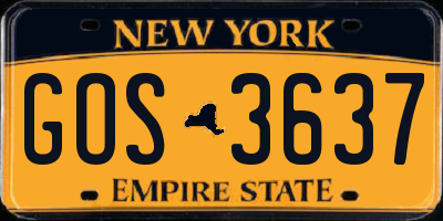NY license plate GOS3637