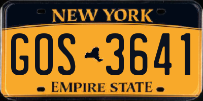 NY license plate GOS3641