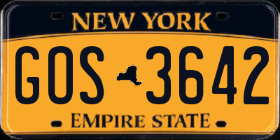NY license plate GOS3642