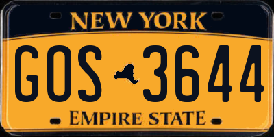 NY license plate GOS3644